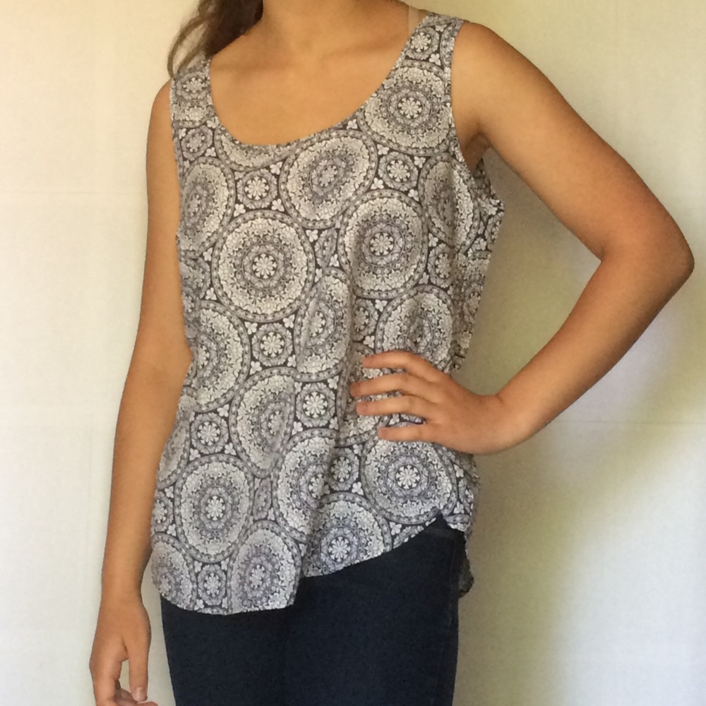 Blue and White Boho Top